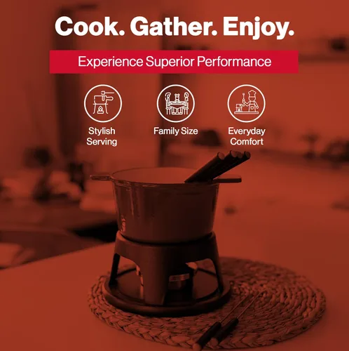 Miniatura 4 de Swissmar Sierra - Juego de fondue de hierro fundido, 1.6 cuartos de galón / 1.6 litros, perfecto para fondues de carne, queso y chocolate, ideal