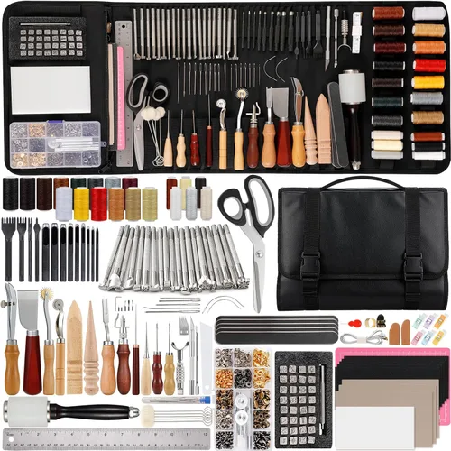 Miniatura 8 de Nicpro Kit de herramientas de cuero de 85 piezas Kit de herramientas de trabajo de cuero con bolsa de almacenamiento personalizada, kit
