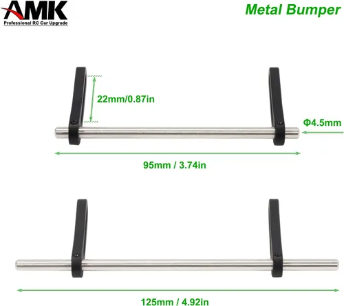 Miniatura 3 de AMK Ajustable Escala 1/10 Montaje de parachoques delantero trasero, juego de parachoques de metal completo para RC Crawler Body LCG Chassis Axial