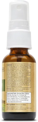 Miniatura 3 de Honey Gardens Spray de garganta de propóleo de abeja con miel cruda de apiterapia, raíz de regaliz y usnea 50 porciones 1 onza líquida