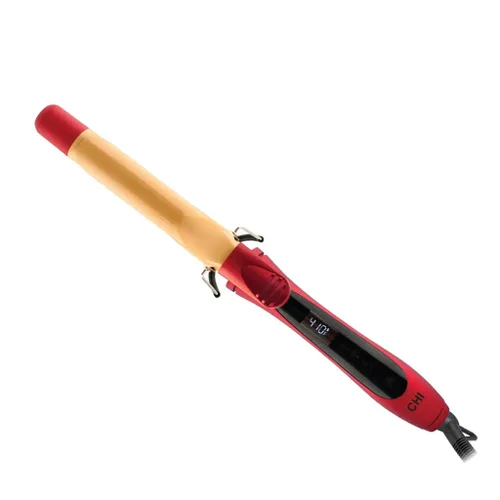 CHI Rizador de pelo de cerámica rojo fuego con textura de aire, rizador de pelo para rizos suaves y brillantes, temperatura ajustable y apagado Rojo