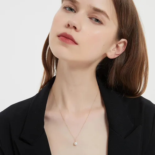Miniatura 2 de Birger Jarls 23 Collar de perlas, oro sólido de 18 quilates seleccionado AAAA+ de agua dulce collar de oro de 8 a 0.335in para mujer, el collar