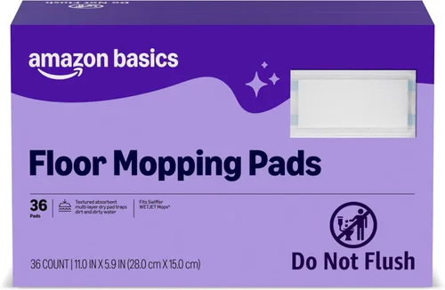 Amazon Basics Almohadillas húmedas para limpieza de suelos, superabsorbentes, se adaptan a los sistemas de trapeador Swiffer WetJet, 36 unidades, el