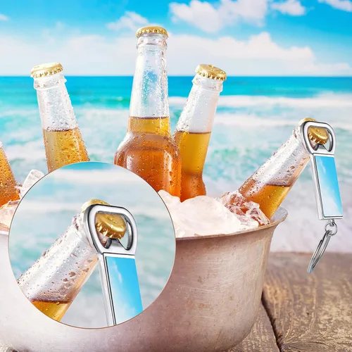 Miniatura 5 de Patelai 10 llaveros de metal para abridor de botellas de sublimación, llaveros de aluminio para transferencia de calor (redondos, rectangulares)