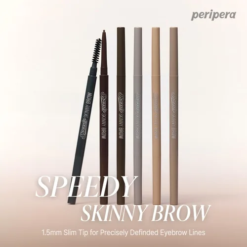 Miniatura 2 de PERIPERA Speedy Skinny Brow (09 Taupe Brown), lápiz de cejas preciso de 1.5mm, tonos de punta fina de doble cara, define y rellena maquillaje de 09