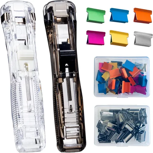 Miniatura 14 de Dispensador de Clips de Papel Portátil Reutilizable - Capacidad de 40 Hojas, 2 Dispensadores con 100 Clips de Repuesto (50 Plateados + 50 de Color)