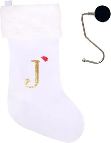 Miniatura 62 de Medias de Navidad de 20 pulgadas con monograma, letras, medias súper suaves grandes de Navidad, medias de monograma rojo para Navidad, regalo
