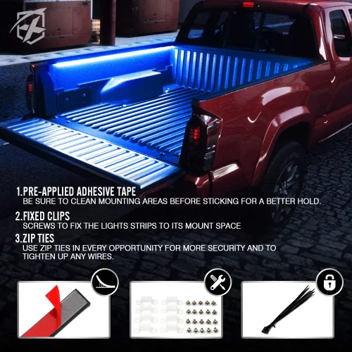 Miniatura 2 de Xprite Kit de tiras de luces LED azules de 60 pulgadas, barra de iluminación decorativa para camionetas de carga, camionetas, SUV, RV, barco