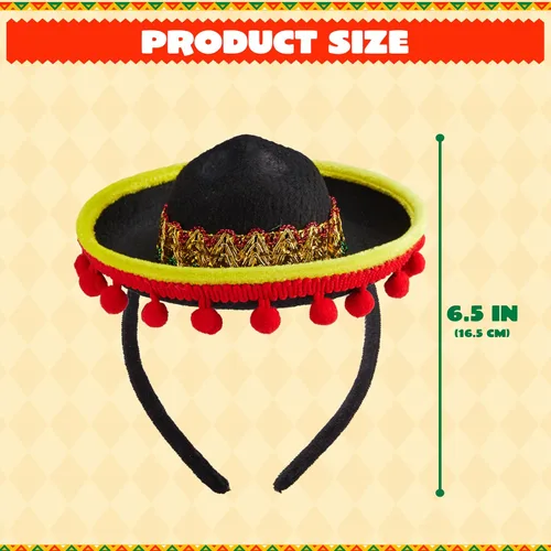 Miniatura 6 de JOYIN 6 diademas de tela y sombrero de paja del Cinco de Mayo, para disfraz de fiesta divertida, suministros de fiesta, accesorios de fotos