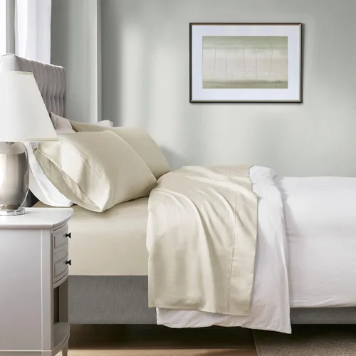 Beautyrest Juego de sábanas de 1000 hilos, color sólido, bolsillo profundo elástico, todas las estaciones, transpirable, HeiQ Smart Temperature,