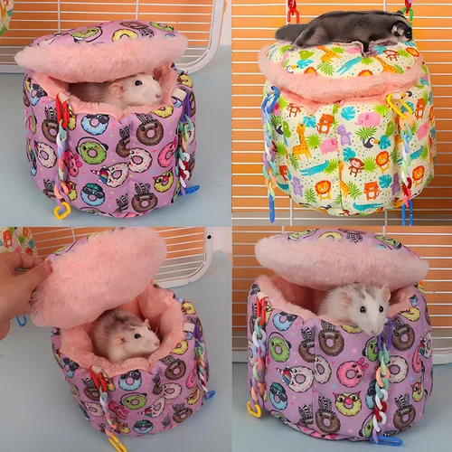 Miniatura 6 de Cama colgante para ratas, accesorios de jaula de planeador de azúcar, hamaca de conejillo de indias, cama nido cálida para dormir, hamaca de jaula