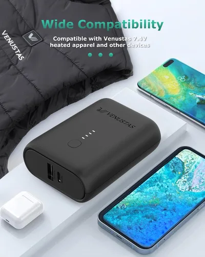 Miniatura 6 de Venustas Batería ultracompacta para chalecos térmicos de 7.4 V, chaquetas térmicas y sudaderas con capucha