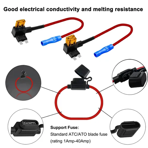 Miniatura 4 de MuHize Kit de 5 Portafusibles en Línea, Portafusibles de 12AWG, Conectores de Fusibles Estándar Automotrices Add-a-Circuit con 100 piezas