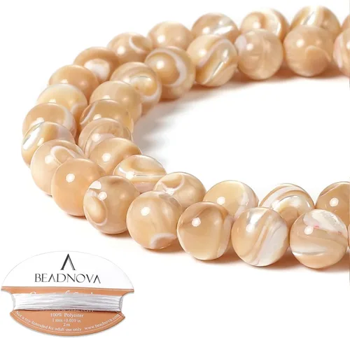 Miniatura 102 de Cuentas de ónix negro BEADNOVA con cuentas de cristal natural, piedras preciosas, redondas, sueltas, curativas de energía con cordón elástico de 01)