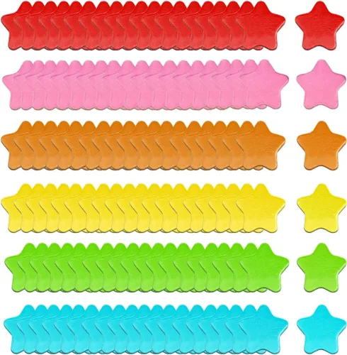 120 calcomanías coloridas en forma de estrella para refrigerador, 6 colores vibrantes (0.8 pulgadas), divertidas calcomanías decorativas de pizarra