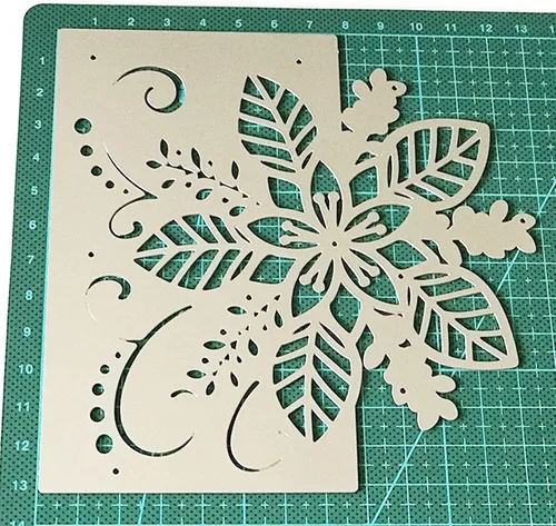 Miniatura 6 de hinana Hojas de flores de Navidad troqueladas de metal, troqueles de borde de flores, plantillas cortadas para álbumes de recortes, álbumes