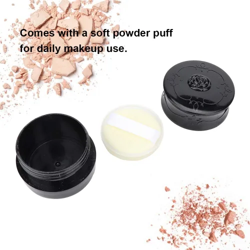 Miniatura 9 de Polvo suelto vacío, contenedor de soplo de polvo vintage rosa vacía maquillaje suelto dispensador de polvo caja cosmética con soplo de polvo negro