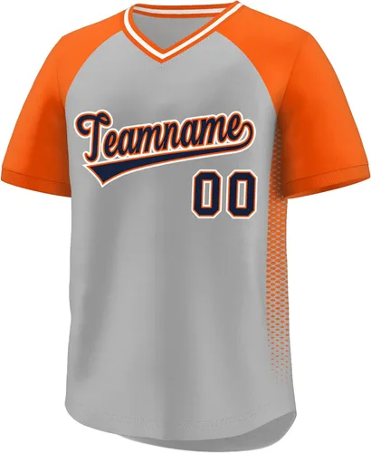 Miniatura 9 de Camiseta de béisbol personalizada con cuello en V para hombres, mujeres y jóvenes, camisetas de béisbol personalizadas con costuras o estampadas