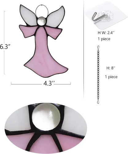 Miniatura 6 de Adorno de ángel para colgar en vitrales, decoración de vacaciones, regalos conmemorativos de condolencias, regalos de ángel para mujeres (azul) 5.5