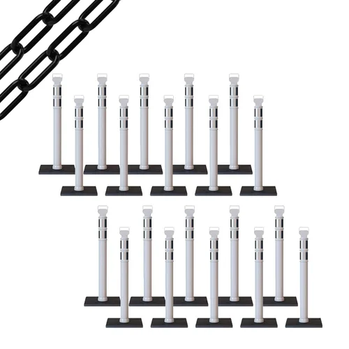 Miniatura 45 de Trafford Industrial - Juego de 20 postes de delineador de 45 pulgadas, collares reflectantes de 3 pulgadas, base de goma de 10 libras