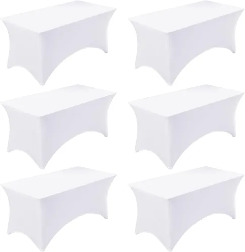 Miniatura 38 de Fixwal Paquete de 3 Manteles Negros para Mesas Rectangulares de 6 Pies, Manteles Rectangulares Elásticos de Spandex Ajustables de 6 Pies