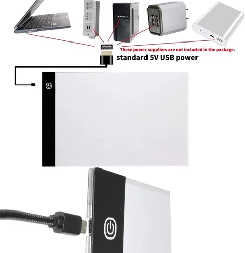 Miniatura 7 de Caja de luz LED de trazado portátil A4, ultrafina y regulable, cable USB, alimentada por cable USB, cajas de copia para artistas, dibujo