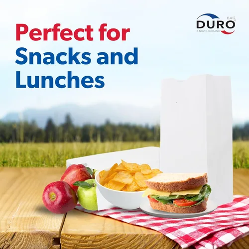 Miniatura 2 de Duro 4# Bolsas de almuerzo de papel blanco de 100 unidades, bolsas de papel desechables a granel, pequeñas SOS para palomitas de maíz, dulces