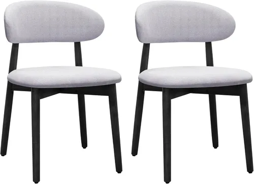 Miniatura 31 de Juego de 2 sillas de comedor de granja, modernas sillas de comedor de madera de mediados de siglo, sillas de comedor tapizadas de tela de granja