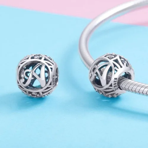 Miniatura 2 de Plata de ley 925 con piedras cúbicas, opciones completas de regalo de la A Z, cuentas de letras del alfabeto para pulseras europeas Pandora