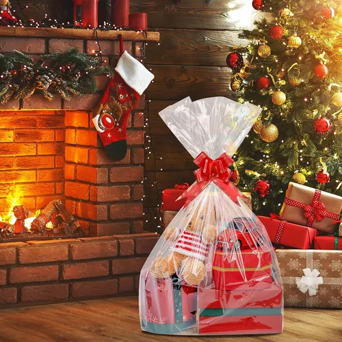 Miniatura 3 de Awpeye Paquete de 20 bolsas transparentes de celofán grandes para regalo, 2 mil de grosor (20 x 20 pulgadas)