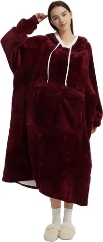 Miniatura 11 de Qeils Manta con Capucha Portátil para Mujeres, Cómoda Sudadera Sherpa como Regalo de Cumpleaños y Navidad, Chaqueta de Gran Tamaño con Capucha