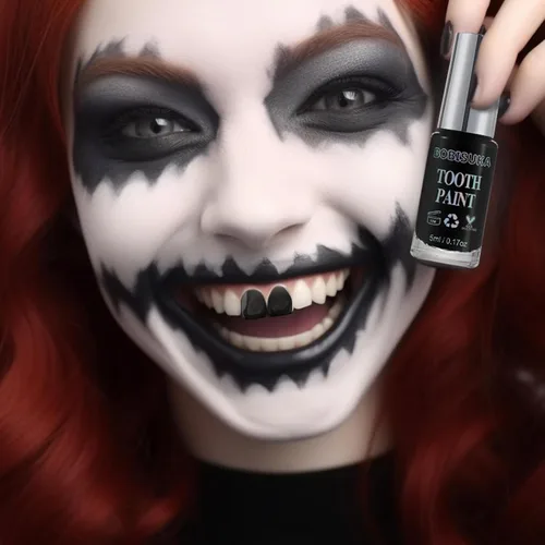 Miniatura 2 de BOBISUKA Pintura de Dientes Negra, Solución Profesional de Maquillaje para Ennegrecimiento de Dientes - Segura, de Secado Rápido y Realista, Negro