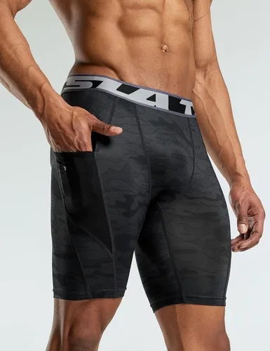 Miniatura 5 de TSLA - Pantalones cortos deportivos de compresión para hombre, en paquete de 1 o 3unidades, mallas para correr de rendimiento deportivo, frescas