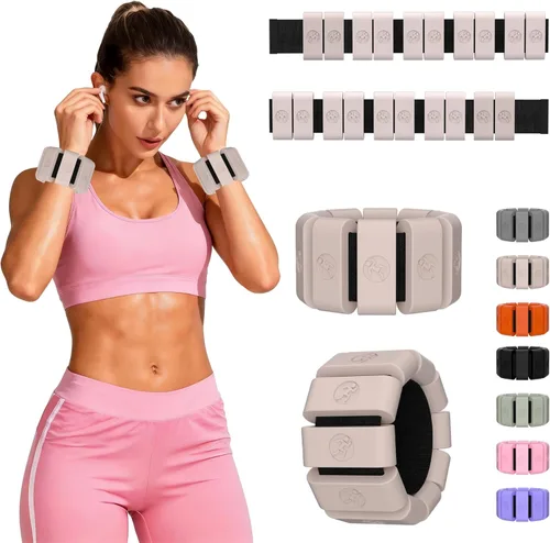 Miniatura 12 de Pesas de muñeca ajustables para mujeres y hombres, pesas de pierna para mujeres de 0.75lb-1lb-1.3lb cada una para caminar, yoga, danza, barre