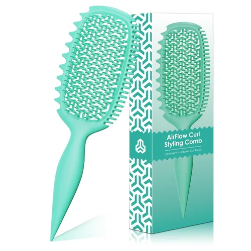 Miniatura 14 de Cepillo para definir rizos para cabello grueso y en bucles, cepillo de cerdas firmes TPEE para desenredar rizos gruesos 4A–4C, cepillo de dientes