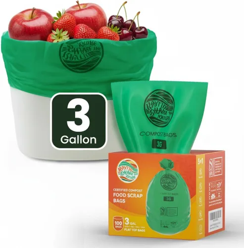 Bolsas de compost 3 galones, 100 unidades, bolsas de compost para restos de comida que caben en el contenedor de la encimera, bolsas pequeñas de