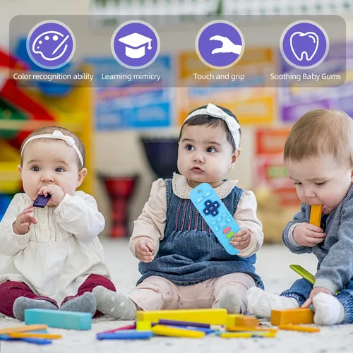 Miniatura 6 de Chuya Mordedores remotos de silicona para bebés, juguetes para dentición para TV, para bebés de 3-6-12-18 meses, juguetes para masticar para aliviar