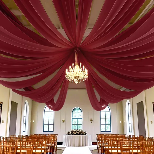 Miniatura 26 de Cortinas de techo verdes para cortinas de boda para techo, tela drapeada, 2 paneles de 5 x 20 pies, cortinas de tela para cortinas de arco de boda