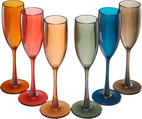 Miniatura 8 de The Wine Savant - Juego de 6 copas de champán de plástico acrílico estilo europeo Copas de champán coloreadas reutilizables para brindis 100%