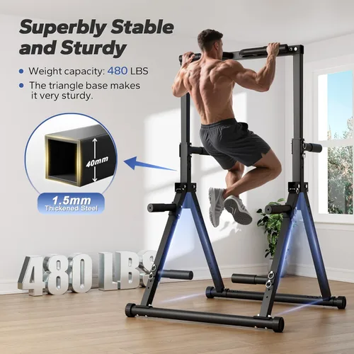 Miniatura 2 de Foldable Pull Up Bar Free Standing, Strength Training Pull-up Bars Adjustable Pull Up Station, Power Tower Pull Up Bar MultiFunction Pull Up Dip
