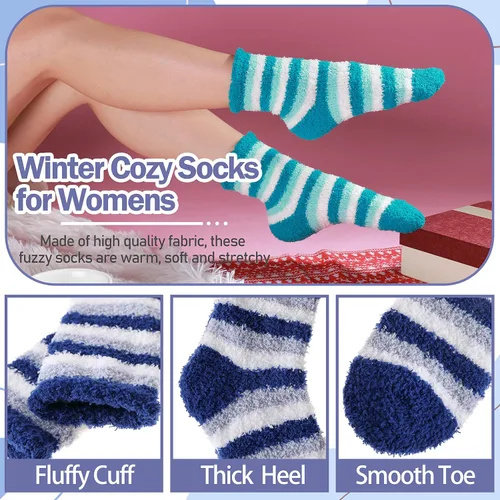 Miniatura 4 de ANTSANG Womens Fuzzy Socks Slipper Winter Fluffy Comfy Cozy Socks Cabin Warm Home Socks