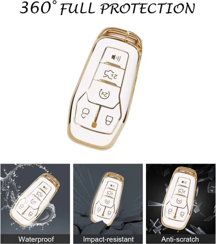 Miniatura 4 de for Ford Key Fob Cover Compatible with Explorer Edge Fusion MKZ MKC MKX 5 Buttons, Soft TPU Shells with Car Sticker