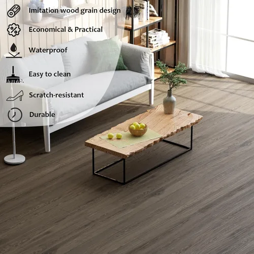 Miniatura 2 de Freshtour Rollo de Piso de Vinilo, Azulejos de Piso de Despegar y Pegar de Grano de Madera 23.6" x 118"/19 Pies Cuadrados, Piso de Vinilo Resistente