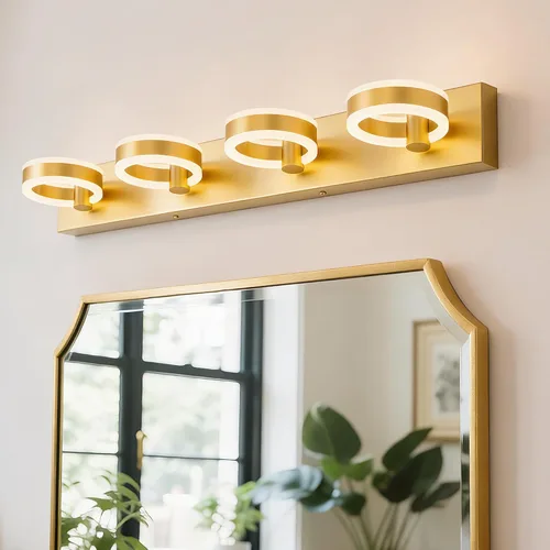 Miniatura 15 de Lámparas LED de baño, luces negras de tocador de 15 pulgadas, modernos apliques de pared acrílicos de 2 luces, accesorio de iluminación de pared