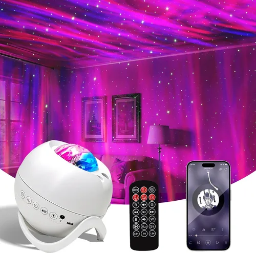 Miniatura 9 de Proyector de estrellas, proyector de galaxia, control remoto y temporizador, luz de galaxia, proyector de luz nocturna de nebulosa LED
