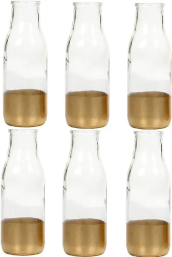 Miniatura 11 de Hosley Juego de 12 jarrones pequeños de cristal dorado de 5.5 pulgadas a granel para tallos individuales, decoración de centro de mesa para bodas