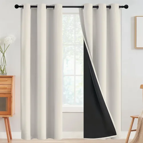 Miniatura 76 de SimpleHome - Cortinas opacas 100% para recámara, cortinas de ventana con ojales beige, con aislamiento térmico, cortinas de oscurecimiento