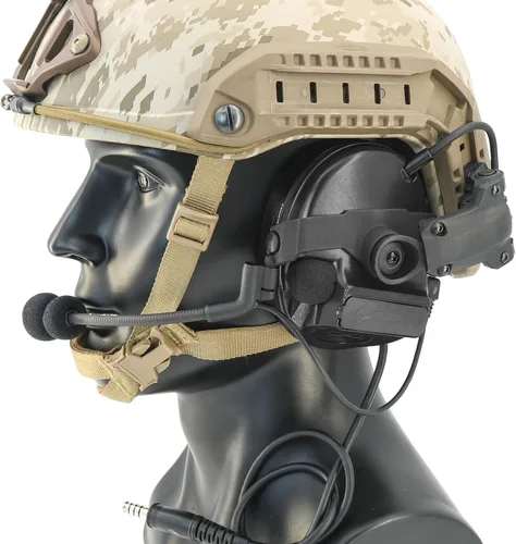 Miniatura 7 de HEARFALCOM Auriculares tácticos COMAT III Casco táctico Adaptador de riel ARC versión no militar Enfriamiento de ruido Auriculares de disparo con V2