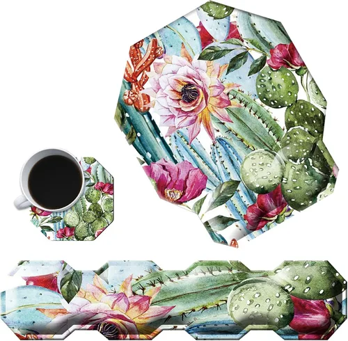 Miniatura 8 de Almohadilla ergonómica para reposamuñecas de leopardo negro + bonita alfombrilla para mouse + portavasos de espuma, espuma viscoelástica con base