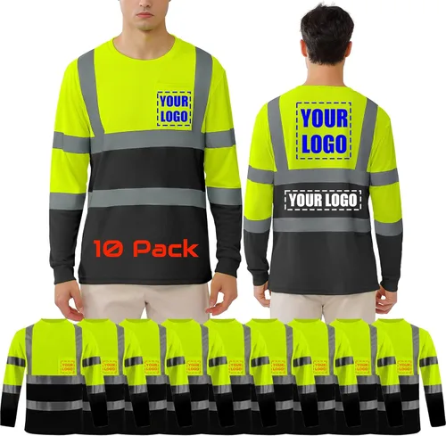 Miniatura 13 de BeautyWill Camisa de seguridad con logotipo personalizado Hi Vis Class2 Camisa reflectante de alta visibilidad con bolsillo Camisa de trabajo